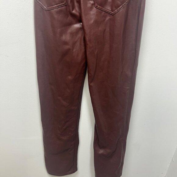 Abercrombie & Fitch 90s Straight Ultra High Rise Faux Leather Pants Brown Size 2 - Picture 7 of 8